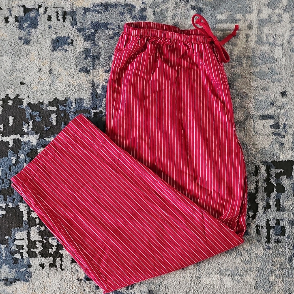 Nwot Xhilaration Red and Silver Woman's Pajama Bottoms Striped Pants Large